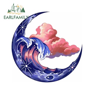 Earlfamily สติกเกอร์ ลายดวงจันทร์ เมฆ แฟนตาซี กันน้ํา ขนาด 13 ซม. x 13 ซม. สําหรับตกแต่งรถยนต์ เซิร์ฟบอร์ด