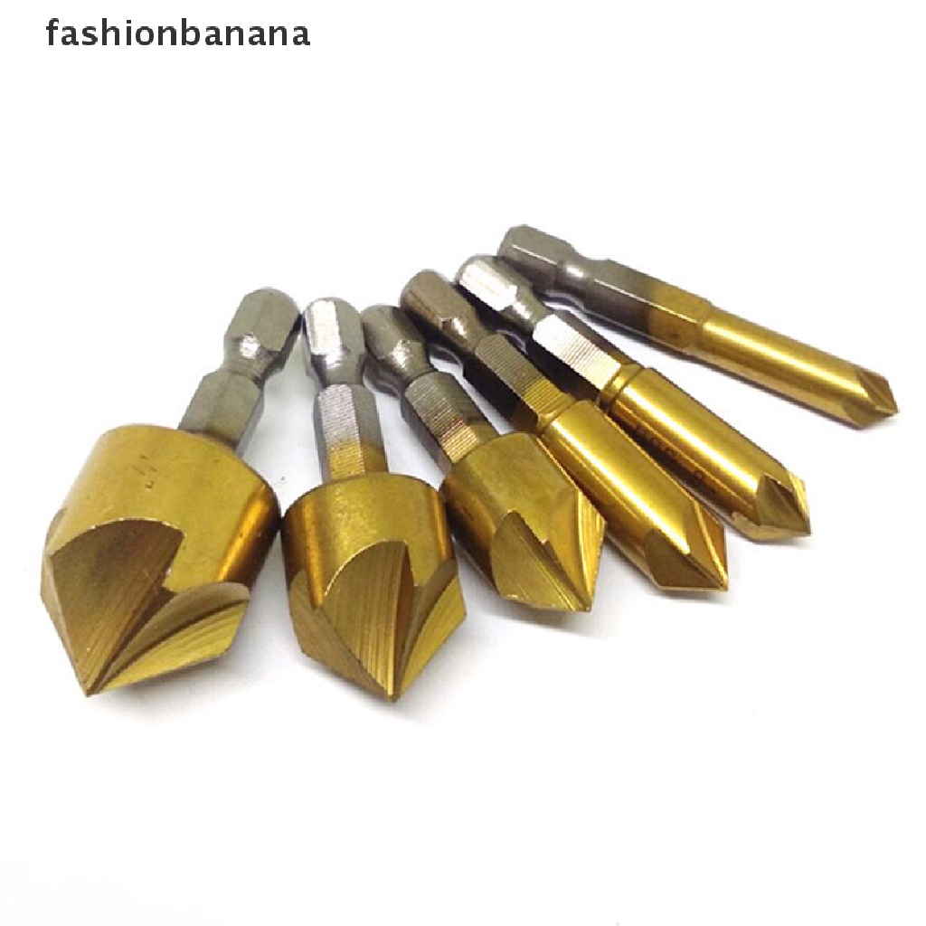 fashionbanana-ชุดดอกสว่านเคาน์เตอร์ซิงค์-ก้านหกเหลี่ยม-1-4-นิ้ว-hss-5-ร่อง-6-มม-19-มม-6-ชิ้น