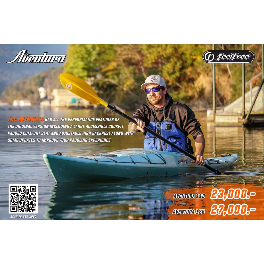 feelfree-kayak-aventura-125-เรือคายัค-1-ที่นั่ง-แถมฟรีไม้พาย-และ-กระเป๋ากันน้ำ-มูลค่ารวมกว่า-2-000-บาท