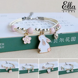 Ellastore123 สร้อยข้อมือแฟชั่น โลหะผสม ลายการ์ตูนกระต่ายน่ารัก สําหรับเด็กผู้หญิง