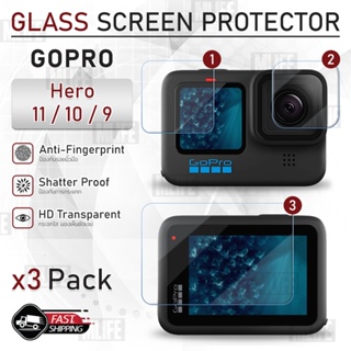 MLIFE กระจก 2.5D - กล้อง GoPro Hero 12 11 10 9 ฟิล์มกันรอย กระจกนิรภัย เต็มจอ เคส แบตเตอรี่ - Glass Case Battery