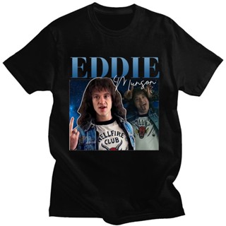 เสื้อยืดพิมพ์ลาย เสื้อยืดผ้าฝ้าย พิมพ์ลายกราฟิก Eddie Munson สไตล์ฮิปฮอป ฮาราจูกุ แนวสตรีท กอธิค ขนาดใหญ่ สําหรับผู้ชาย