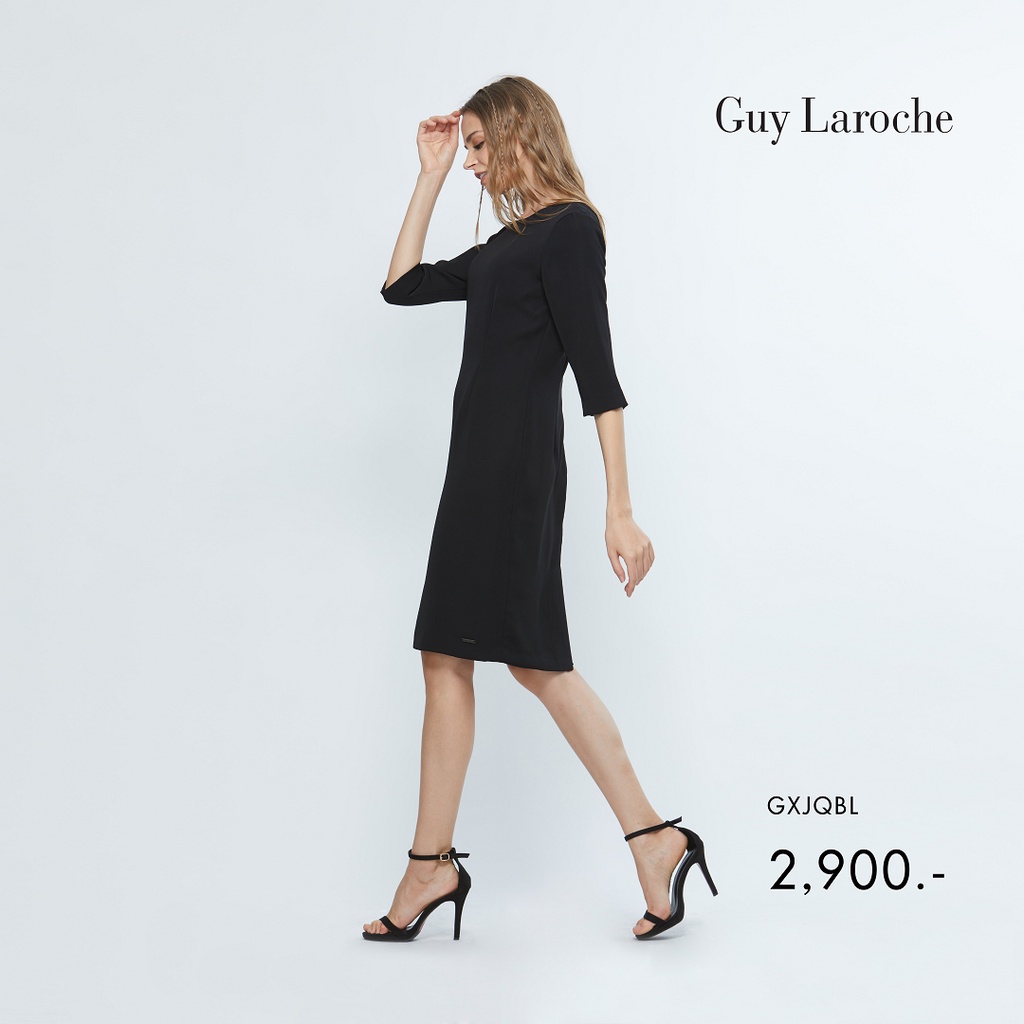 guy-laroche-ชุดเดรส-curvy-dress-basic-แซกสีดำ-แขนสามส่วน-gxjqbl
