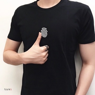 bank’s fingerprint T-Shirt in black color เสื้อยืดลายนิ้ว เสื้อยืดคอกลม เสื้อยืดคุณภาพ