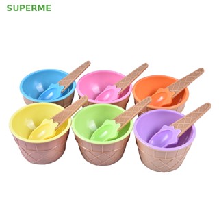 Superme ชามไอศกรีม พร้อมช้อน 6 สี สําหรับเด็ก ของขวัญ ขนมหวาน