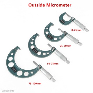 ✧☢✒ไมโครมิเตอร์ภายนอก 0-25mm/0.01mm 25-50mm 50-75mm 75-100mm Gauge Vernier Caliper Measuring Tools