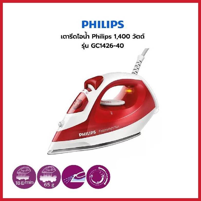 ภาพหน้าปกสินค้าPhilips เตารีดไอน้ำ1400 วัตต์ รุ่น GC1426/40 รับประกันศูนย์ 2ปี