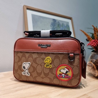 COACH x PEANUTS GRAHAM CROSSBODY IN SIGNATURE CANVAS WITH PATCHES
