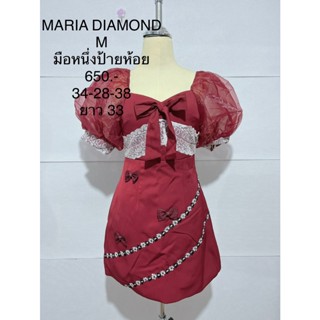 เดรสสั้น สีแดง MARIA DIAMOND SIZE M มือหนึ่งป้ายห้อย