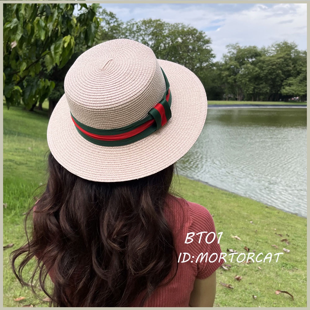 หมวกกันแดก-หมวกโบสเตอร์-boater-hats-สินค้าคุณภาพดีรูปถ่ายของร้านจริง-ตรงปก-ส่งจากเชรียงรายทุกวัน-shipping-from-thailand