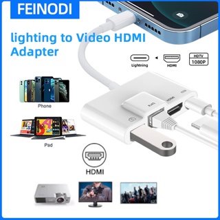 FEINODI [เวอร์ชั่นอัพเกรด]Lightnig to HDMI สายแปลง Phone Pad ไปแสดงผลที่หน้าจอ คอมพิวเตอร์ TV และ โปรเจคเตอร์