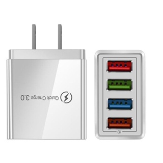 【Biho】4 พอร์ต USB ที่ชาร์จโทรศัพท์มือถือ สมาร์ทโฟน แท็บเล็ต หัวชาร์จแล็ปท็อป แบบพกพา กระเป๋าอะแดปเตอร์ ขนาดเล็ก บ้าน ธุรกิจ