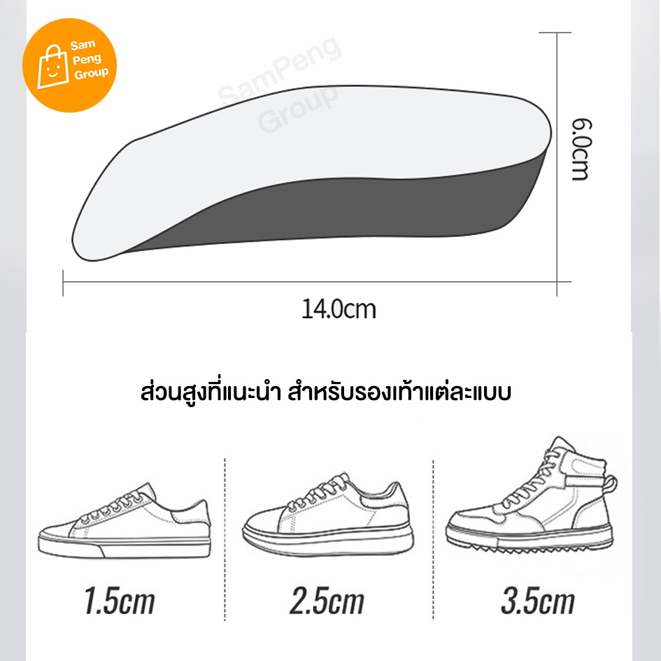 ภาพสินค้าแผ่นเพิ่มความสูง แผ่นเสริมส้นเท้า แผ่นเพิ่มส่วนสูง 1.5-3.5 cm. แผ่นโฟมเสริมส้นรองเท้า แบบนิ่ม เบา ใส่เดินสบาย กันกระแทก จากร้าน sampeng_pro บน Shopee ภาพที่ 4