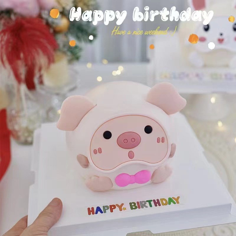 การ์ตูนอบเค้กตกแต่งกาวนุ่มหมูหมีกระต่ายตกแต่งเค้กวันเกิดเด็กชุดสัตว์