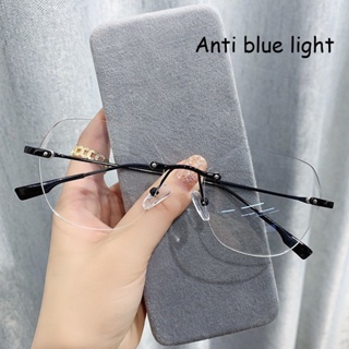 เกาหลี ป้องกันแสงสีฟ้า คอมพิวเตอร์ ป้องกันสายตา ป้องกันรังสี กรอบโลหะ แว่นตา สําหรับผู้หญิง ผู้ชาย สี่เหลี่ยม ไม่มีกรอบแว่นตา
