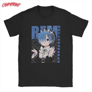MenS T-Shirt Rezero Rem Re:Life In A Different World From Zero Pure Cotton Tee Shirt Round Collar Clothing Plus Size T