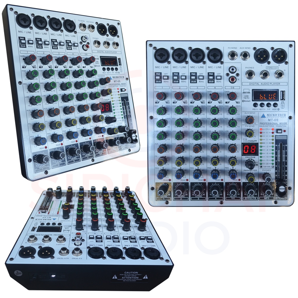 มิกเซอร์ MICROTECH รุ่น MT6s มิกซ์6ช่อง interface บลูทูธ usb เอฟเฟคแท้ ...
