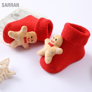 Sarran ถุงเท้าถัก ผ้าฝ้าย ยืดหยุ่น ระบายอากาศ สีแดง ให้ความอบอุ่น สําหรับเด็กทารก 0‐1 ปี