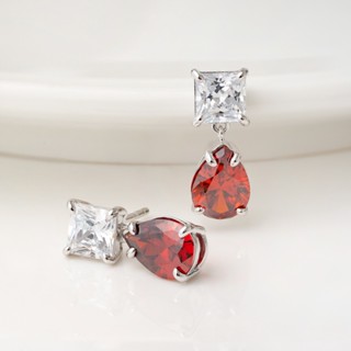 AR-Kang Collection***ต่างหูWhite Cz , Garnet Cz (เงินแท้92.5%)