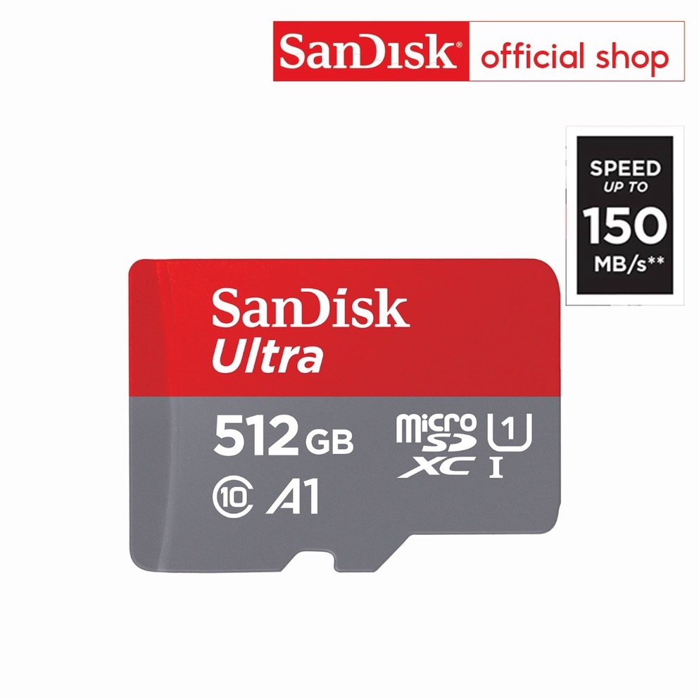 รูปภาพสินค้าแรกของSanDisk Ultra MicroSDXC UHS-I 512GB (SDSQUAC-512G-GN6MN) ความเร็วสูงสุด 150 MB/s U1 A1