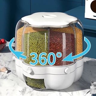 Large Food Storage Container Rotatable Rice Barrels Sealed Cereal Dispenser Rice Tank Grain Box Kitchen Food Storage Con