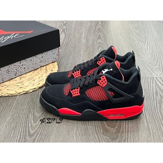 Air Jordan 4 Bred Thunder รองเท้าผ้าใบลําลอง สีดํา สีแดง เหมาะกับการเล่นกีฬา บาสเก็ตบอล CT8527-016 S8A6 EKHZ