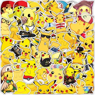 พร้อมส่งลายการ์ตูนอะนิเมะ New pokemon pikachu 50แผ่น กันน้ำ Sticker สติ๊กเกอร์ ใช้ซ้ำได้ กระโปรงหลังรถ โทรศัพท์มือถื