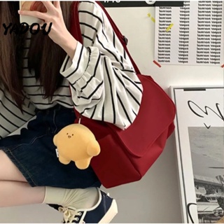 YADOU ผู้หญิงสไตล์เกาหลีเรียบง่ายสีทึบทั้งหมดตรงกับกระเป๋า Messenger ญี่ปุ่นออกกำลังกายไหล่กระเป๋าผ้าใบกระเป๋านักเรียน