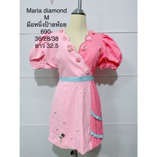 เดรสสั้นสีชมพู MARIA DIAMOND SIZE M มือหนึ่งป้ายห้อย