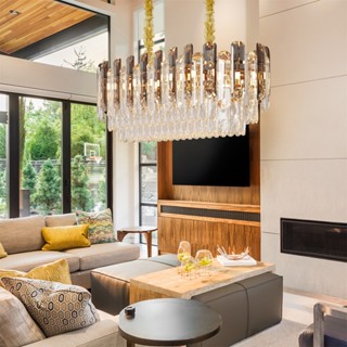 LUVODI โคมไฟระย้า LED คริสตัลสไตล์นอร์ดิกสําหรับตกแต่งบ้านห้องครัวห้องนั่งเล่น