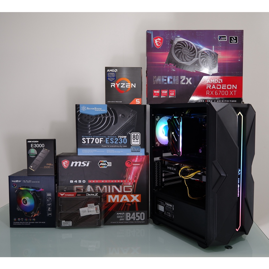 新品多数構成】 自作ゲーミングPC Ryzen5 5600X RX6700XT DDR4-3200