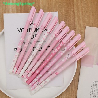 AmongSpring&gt; 3 Pcs Spring Sakura Flowers Cap Gel Pen Cherry Blossom Wrig pen 0.5mm black new