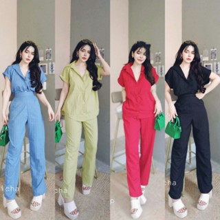 🎀ชุดเชต 2 ชิ้น  เสื้อเชิ้ตแขนสั่นคู่กางเกงขากระบอกงานฟรีไชส์ ผ้าลายไม้อัดสวยมาก