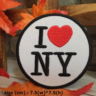 I Love NY ตัวรีดติดเสื้อ อาร์มรีด อาร์มปัก ตกแต่งเสื้อผ้า หมวก กระเป๋า แจ๊คเก็ตยีนส์ Quote Embroidered Iron on Patch