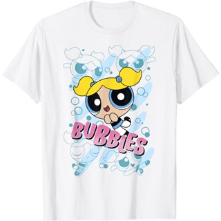 สาวน้อยมหัศจรรย์บินCn The Powerpuff Girls Bubbles Moves T-Shirtเสื้อยืด