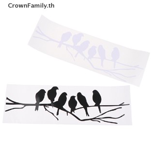 [CrownFamily] สติกเกอร์ติดผนัง ลายนกบนกิ่งไม้ สีขาวดํา สําหรับห้องนั่งเล่น [TH]