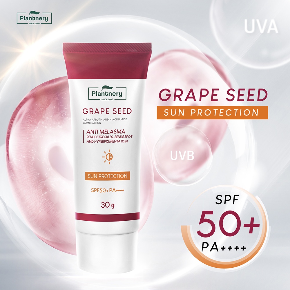 ภาพสินค้าPlantnery Grape Seed Sunscreen Cream SPF50+ PA++++ 30 g ครีมกันแดด ปกป้องผิวลดฝ้า กระ จากร้าน naturylab บน Shopee ภาพที่ 2