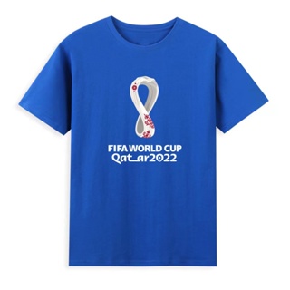 เสื้อยืดพิมพ์ลายแฟชั่น เสื้อยืดแขนสั้น ทรงหลวม พิมพ์ลายฟุตบอล QATAR FIFA World Cup โอเวอร์ไซซ์ สําหรับผู้ชาย และผู้หญิง