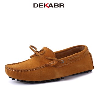 Dekabr รองเท้าโลฟเฟอร์ลําลอง หนังวัวแท้ ส้นเตี้ย แบบนิ่ม พลัสไซซ์ สําหรับผู้ชาย และผู้หญิง ไซซ์ 35~49