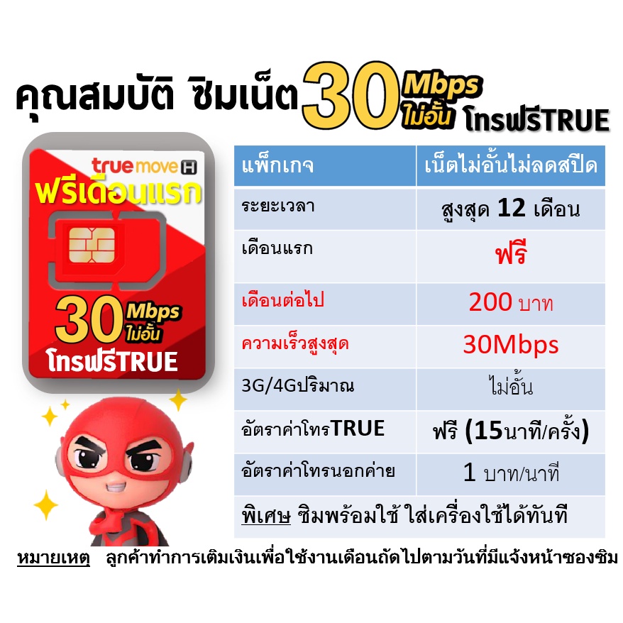 ซิม-เทพ-sim-net-true-เน็ต-15mbps-30mbps-ไม่อั้น-โทรฟรี-ไม่ลดสปีด-ต่อโปรได้สูงสุด-12-เดือน-มีตัวเลือก