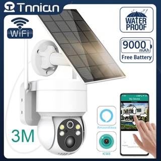 สินค้า Tnnian กล้องวงจรปิดไร้สาย พลังงานแสงอาทิตย์ 5MP Wifi PIR IR มองเห็นกลางคืน ICSee PRO