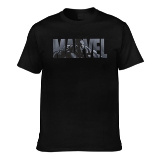 High Quality Cotton T Shirt Personality Marvel Logo Black Panther Avenger Superhero Graphics Men Short Sleeve_01