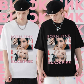 Fashion Printed T-Shirt Cotton Shirt blackpink album born pink Female Rosé Lisa Short Sleeve Round Neck Male venom_05
