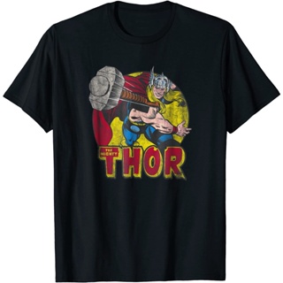 ร์ตูนพิมพ์ฤดูร้อน ย์เสื้อยืด Marvel Mighty Thor Hammer Throw Vintage Graphic T-Shirt C1 T-ShirtUYa_07