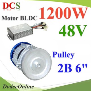 .มอเตอร์บลัสเลส DC 48V 1200W ติดตั้งมู่เล่ย์ 6 นิ้ว 2 ร่อง B พร้อมกล่องคอนโทรล BLDC Motor รุ่น BLDC-1200