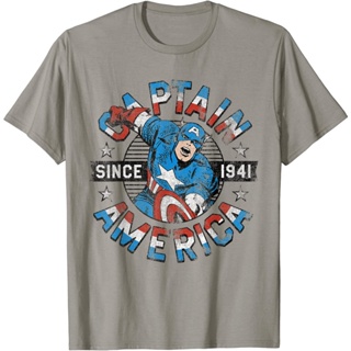 เสื้อทหาร เสื้อคู่วินเทจ เสื้อยืดลำลอง Marvel Captain America Avengers 1941 T-Shirt T-ShirtX_@ Tee_11