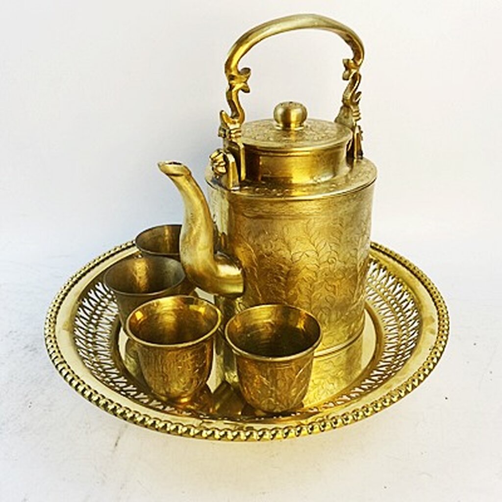 ชุดน้ำชากากระบอก-ทองเำลืองคแกลาย-ุรุ่นหล่อหนา-ภาดซี่-10-นิ้ว