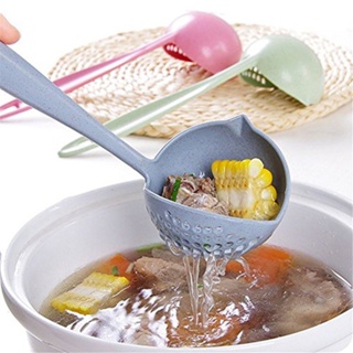 【AG】2 in 1 Filter Colander Hot Pot Porridge Soup Long Handle Big Spoon Kitchen Tool