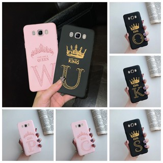 เคสโทรศัพท์มือถือ ซิลิโคนนุ่ม ลายมงกุฎ ตัวอักษร สีดํา สีชมพู สําหรับ Samsung Galaxy J7 2016 J7 2016 J710