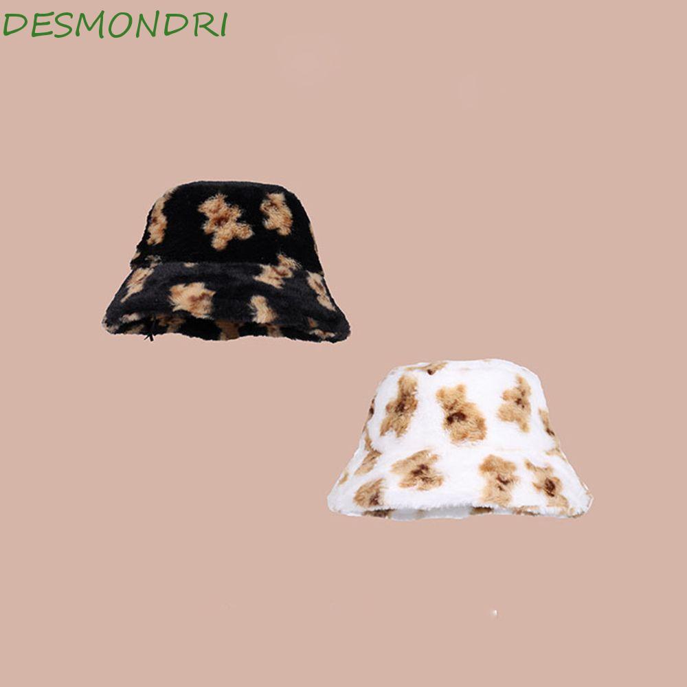 desmondri-หมวกขนแกะ-หมวกชาวประมง-จับคู่-ลําลอง-ไม่ซ้ําใคร-ฤดูใบไม้ร่วงและฤดูหนาว-อารมณ์-พิมพ์ลายหมี-สไตล์เกาหลี-หมวก